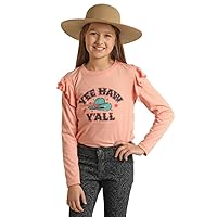 Rock & Roll Denim Girl's Yee Haw Y'all Graphic T-Shirt Peach L