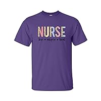Nurse Appreciation T-Shirt Nurse Love Inspire Heal Cheetah Print Healthcare Worker Graphic Tee-Purple-XXL