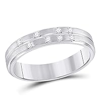 The Diamond Deal 14kt White Gold Womens Round Diamond Scattered Band Ring 1/10 Cttw