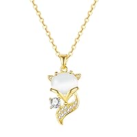 Caimeytie Little Fox Pendant Necklace for Women and Girls with Stainless Steel Chain Gold Plated