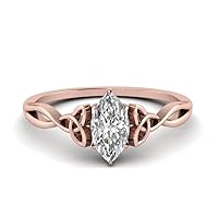 Choose Your Gemstone Irish Split Solitaire Ring 18K Rose Gold Plated Marquise Shape Solitaire Engagement Rings for Women and Girls US Size : 4, 5, 6, 7, 8, 9, 10, 11, 12