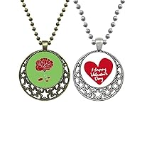 Red Carnation Mother Day Flower Pendant Necklace Mens Womens Valentine Chain