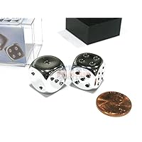 DND Dice Set-Chessex D&D Dice-16mm Silver Platted Metal Polyhedral Dice Set-Dungeons and Dragons Dice Includes 2 Dice – D6 (CHX29007)