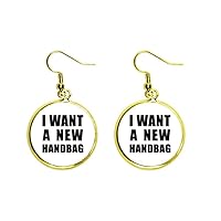 I Want A New Handbag Art Deco Gift Fashion Ear Dangle Golden Drop Earring Jewelry Woman