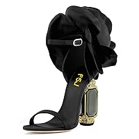 FSJ Women Open Toe Stylish Sandal Ankle Strap Chunky Block High Thick Heels Wedding Party Ballroom Prom Shoes US Size 4-15 US