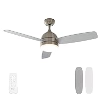 warmiplanet Ceiling Fan with Lights Remote Control, Dimmable, 48-Inch, Nickel, Silent Motor, 3-Blades