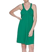 Calvin Klein Womens Green Stretch Short Sleeve V Neck Above The Knee Cocktail Blouson Dress 4