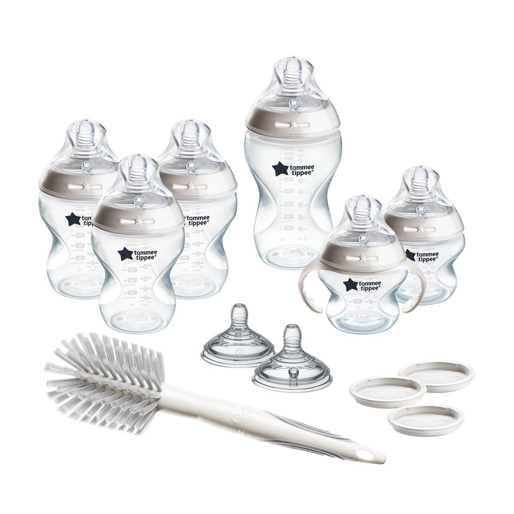 Tommee Tippee Natural Start Grow with Baby Bottle Set, 5oz, 9oz and 11oz, Slow, Medium and Thicker Flow Nipples, Removable Bottle Handles, Self-Sterilizing