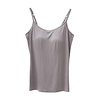 Women Cami Bra Basic Strap Tank Tops with Padded Workout Yoga Racerback Tank Top with Built in Shelf Bra Camisole Vest Shelf Bra Cami Online Returned Items for Sale Gray