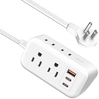 30W Power Strip USB C,5ft Black Extension Cord with USB C Ports, Small Portable Power Strip for Travel Home, Flat Plug 4 Outlet 3 USB Ports PD Fast Charging Cruise Power Strip Cruise Approved