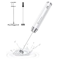 Rechargeable Milk Frother with Stand, Handheld Electric Foam Maker Waterproof Detachable Stainless Steel Whisk Drink Mixer Foamer for Lattes, Cappuccino