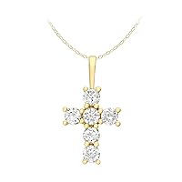 Carissima Gold 9 ct Yellow Gold Cubic Zirconia Cross on Trace Chain Necklace of 46 cm/18-inch