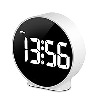 Deeyaple LED Digital Alarm Clock, Mini Desk Clock, Dual Alarm Snooze Dimmable Alarm Day Set, 12/24 Hour Display, Electric with Cord, 3.94 Inch (White)