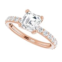 925 Silver, 10K/14K/18K Solid Gold Moissanite Engagement Ring,1.5 CT Asscher Cut Handmade Solitaire Ring, Diamond Wedding Ring for Women/Her Anniversary Ring, Birthday Rings,VVS1 Colorless Gifts