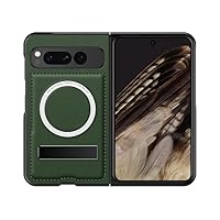 Premium Skin-Feel PU Leather Case for Google Pixel Fold with Metgal Kickstand Support Magnetic Wireless Charging Shockproof (PixelFold,Green1)