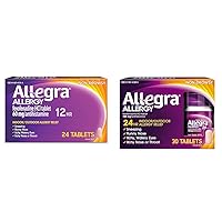 Allegra Adult 12HR Non-Drowsy Antihistamine 24 Count Adult 24HR Non-Drowsy Antihistamine 30 Tablets Allergy Symptom Relief