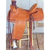 Manaal Enterprises Wade Tree A Fork Premium Western Leather Roping Ranch Work Horse Saddle Size 14