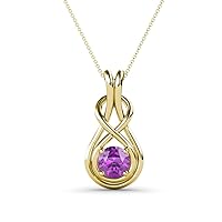 Amethyst 3/8 ct Womens Solitaire Infinity Love Knot Pendant Necklace 14K Rose Gold.Included 16 Inches 14K Yellow Gold