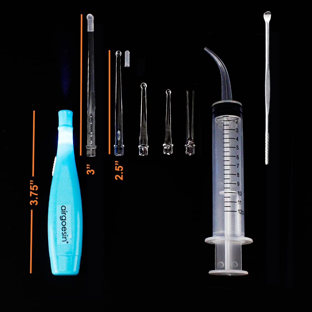 Airgoesin™ Upgraded Tonsil Stone Remover Tool, Blue, 5 Tips, Tonsillolith Pick Case + 1 Irrigator Fresh Breath Oral Rinse