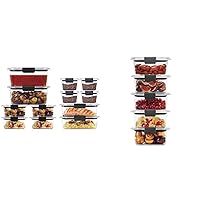 Rubbermaid Brilliance BPA Free Food Storage Containers, Set of 12 & Brilliance BPA Free Food Storage Containers with Lids, Airtight, for Lunch, Meal Prep, and Leftovers, Set of 5 (1.3 Cup)