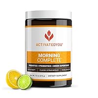 ACTIVATEDYOU Morning Complete Daily Wellness Greens Superfood Drink Mix for Gut Health w/Prebiotics, Probiotics, Antioxidants, Green Superfoods, 10 Billion CFUs, 30 Servings (Citrus)