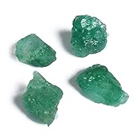 REAL-GEMS Mineral Stones Specimen Green Emerald, Lot of 4 Pcs Rough Emerald Loose Gemstones 35.50 Carat Chakras Healing Crystals Gems