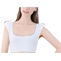 Invisible Thick Shoulder Mat Tops Soft Fake Shoulders Pad Vest for Women,White1-Small