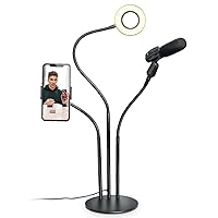 Bower 24 inch Flexible Ring Light Kit with Phone Holder, Mic Holder, in-Line Remote | USB Powered 3 Color Modes 10 Brightness Levels Perfect for Instagram, Vlogging, Social Media Video Recording