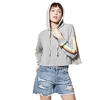 Wild Fable Women's Striped Rainbow Placed Hoodie -
