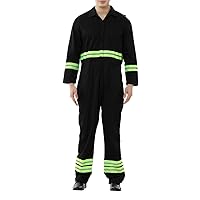 TopTie Safety Coverall with Green Reflective Tape, Regular Length