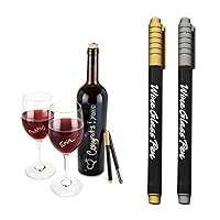 2 Wine Glass Markers Pen Gold Silver Erasable Washable Weddings Party Drink Name