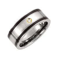 Titanium 925 Sterling Silver and 14k Yellow Gold Plated .06 Carat Diamond 9mm Band Ring Jewelry Gifts for Women - Ring Size Options: 10 10.5 8 9 9.5