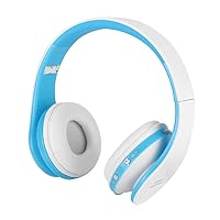 Zerone Bluetooth Headphones Over Ear Hi-Fi Stereo Sound Wireless Headset for PS4, with Noise Canceling Microphone, 12-Hour Calling/10-hour Music Support, for PC/Cell Phones/TV(White+Blue)