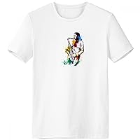 Watercolor Street Man Rock Music Painting Crew Neck T-Shirt Workwear Pocket Short Sleeve Sport Clothing
