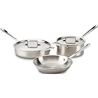 All-Clad D5 5-Ply Stainless Steel Cookware Set 5 Piece Induction Oven Broiler Safe 600F Pots and Pans Silver