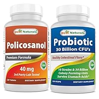 Best Naturals Policosanol 40mg & Probiotic 10 Strains & 30 Billion