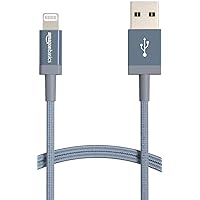 Amazon Basics Nylon USB-A to Lightning Cable Cord, MFi Certified Charger for Apple iPhone, iPad, Dark Gray, 6-Ft
