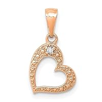 14ct Rose Gold .01Weight in Carat Diamond Love Heart Pendant Necklace Measures 9mm Wide Jewelry for Women