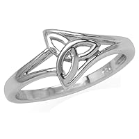 Silvershake 10MM White Gold Plated or Yellow Gold Plated 925 Sterling Silver Scroll/Filigree Triquetra Celtic Knot Ring Jewelry for Women