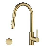 Havin Gold Kitchen Faucet with Pull Down Sprayer, High Arc Stainless Steel Material, with cUPC Ceramic Cartridge,Without Deck Plate,Fit for 1 Hole Kitchen Sink or Laundry Sink,Brushed Gold