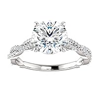 Kiara Gems 3 CT Round Moissanite Engagement Ring Wedding Eternity Band Solitaire Halo Silver Jewelry Anniversary Promise Rings