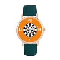 Orange Roman Numerals Dartboard Watch Ladies 38mm Case 3atm Water Resistant Custom Designed Quartz Movement Luxury Fashionable