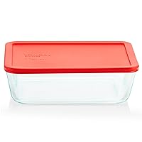Simply Store Glass Food Storage Container, Snug Fit Non-Toxic Plastic BPA-Free Lids, Freezer Dishwasher Microwave Safe, 11 Cup