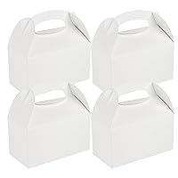 Restaurantware Bio Tek 9.5 x 5 x 5 Inch Gable Boxes For Party Favors 100 Durable Barn Boxes - With Built-In Handle Greaseproof White Paper Barn Boxes For Special Events Or Parties