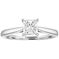 4 Prong Solitaire Ring 7mm Brilliant D/VVS1 Princess Cut 2.20 Ct White Diamond 14k White Gold Over .925 Sterling Silver For Women