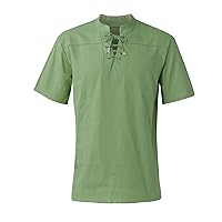 Mens Shirts Mens Vintage Stand Collar Henley Shirt Short Sleeve Basic T-Shirt Slim Fit Casual Top 2023 Summer