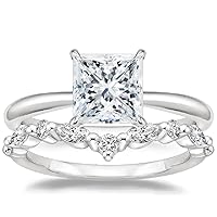 Princess Shaped Engagement Ring, Moissanite Rings for Women, Promise Rings for Her 1 CT Colorless VVS1 Clarity Princess Halo Rings For Women 925 Sterling Silver with 18K Gold Size 3-12