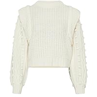 FARM Rio Women's Off White Braided Chunky Knit Sweater Pullover