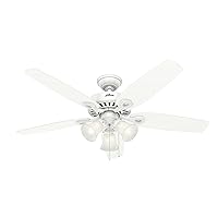 Hunter 26421 Architect Series Plus 52-Inch Ceiling Fan White With 5 Reversible Bleached Oak/White Blades