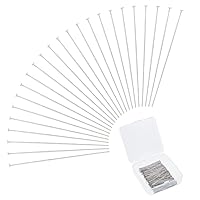 UNICRAFTALE 500pcs Stainless Steel Head Pins, 50mm Long Flat Head pins, Eye pins Findings Earring Pins for Jewelry Making DIY Craft with Storage Container 0.7mm Thick, Head 1.5mm